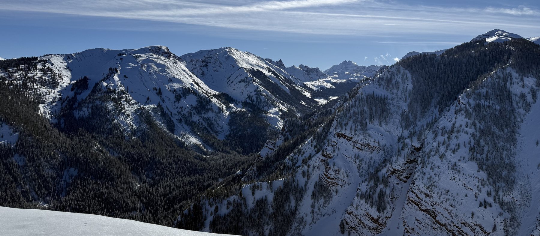 Snow-covered mountains in winter